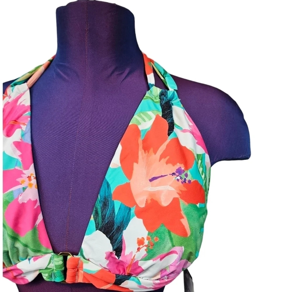 NWT La Blanca Tropea Tropical Halter Bikini Top Size 16 Women's Q20‎